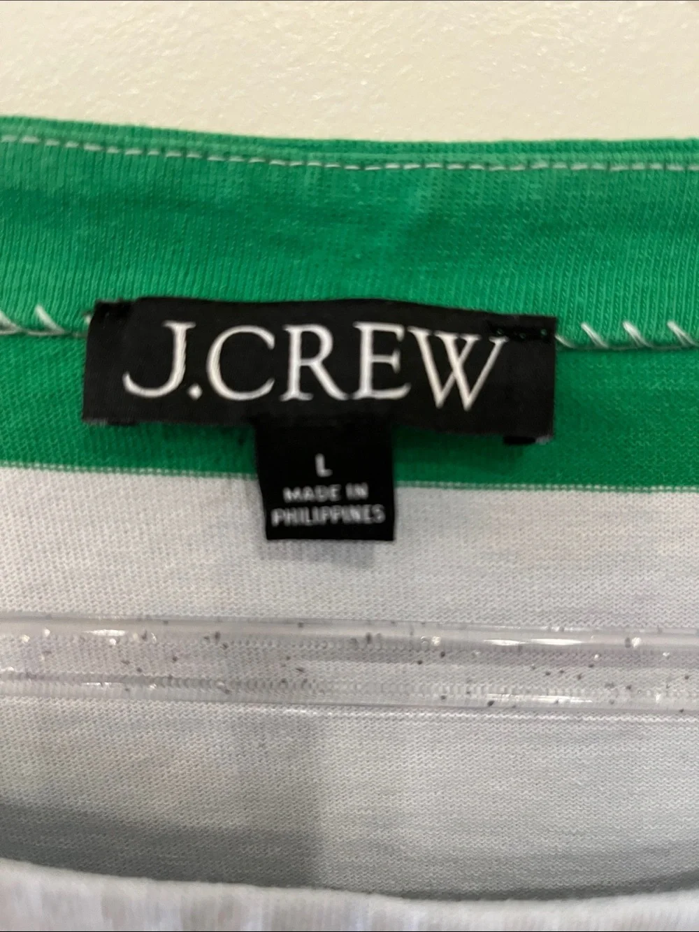 J. Crew Green and White Wide-Stripe Long Sleeve Tee